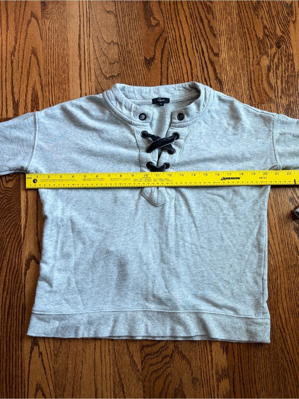 Rails Ryan Lace-Up Sweatshirt Heather Grey S Velvet Tie French Terry Pullover - Picture 9 of 10